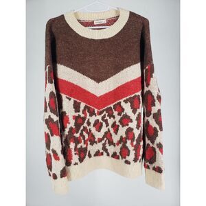 And The Why Women's S / M Striped‎ Art Deco Animal Duo Sweater